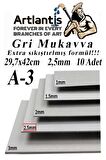 A3 Mukavva Gri 2.5 mm 10 Adet 1 Paket 29.7x42 cm A-3 Mukavva 2,5 mm Kalınlığında A-3 Mukavva