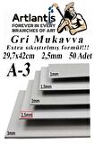 A3 Mukavva Gri 2.5 mm 50 Adet 1 Paket 29.7x42 cm A-3 Mukavva 2,5 mm Kalınlığında A-3 Mukavva