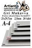 A4 Mukavva Gri 2.5 mm 20 Adet 1 Paket 21x29,7 cm A-4 Mukavva 2,5 mm Kalınlığında A-4 Mukavva