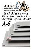 A5 Mukavva Gri 2.5 mm 20 Adet 1 Paket 14,8x21 cm A-5 Mukavva 2,5 mm Kalınlığında A-5 Mukavva