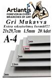 A4 Mukavva Gri 1.5 mm 20 Adet 1 Paket 21x29,7 cm A-4 Mukavva 1,5 mm Kalınlığında A-4 Mukavva