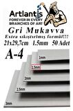 A4 Mukavva Gri 1.5 mm 50 Adet 1 Paket 21x29,7 cm A-4 Mukavva 1,5 mm Kalınlığında A-4 Mukavva