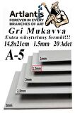 A5 Mukavva Gri 1.5 mm 20 Adet 1 Paket 14,8x21 cm A-5 Mukavva 1,5 mm Kalınlığında A-5 Mukavva