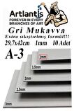 A3 Mukavva Gri 1.0mm 10 Adet 1 Paket 29.7x42 cm A-3 Mukavva 1,0 mm Kalınlığında A-3 Mukavva