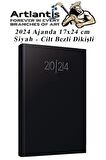 2024 Ajanda 17X24 cm Çizgili Cilt Bezli Dikişli 1 Adet Günlük Planlayıcı Cilt Bezi Ciltli Ajanda 2024 Ofis Okul Büro
