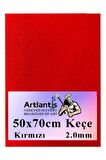 Kırmızı Keçe 50x70 cm 2.0 mm 1 Adet Renkli Hobi Keçesi Elişi Keçesi Anasınıfı Kreş Okul Öncesi 