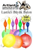 Lastikli Balon Zıpzıp 100 Adet İpli Balon Lateks Büyük Balon Punch Panç Renkli Balon