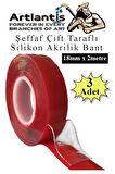 Çift Taraflı Bant Silikonlu Süper Güçlü Çivisiz Montaj Bandı 3 Adet 18mm x 2 metre Extra Yüksek Mukavemetli