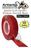 Çift Taraflı Bant Silikonlu Süper Güçlü Çivisiz Montaj Bandı 10 Adet 18mm x 2 metre Extra Yüksek Mukavemetli