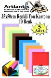 Fon Kartonu 10 Lu 35x50 Cm 5 Paket Artlantis 10 Renk Fon Kartonu 35*50 Okul Sınıf Kreş Anasınıfı