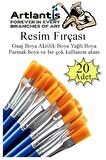 Resim Fırçası 20 Adet Sentetik Fırça Ekonomik Suluboya Akrilik Boya Guaj Boya Yağlı Boya Resim Boyama 