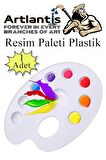 Palet Rulo Fırça Ponpon Fırça ve Plastik Spatula 4'lü Set 1 Paket Resim Hobi Sanat Etkinlik Resim Paleti