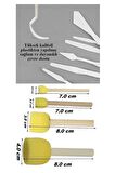 Palet Rulo Fırça Ponpon Fırça ve Plastik Spatula 4'lü Set 1 Paket Resim Hobi Sanat Etkinlik Resim Paleti