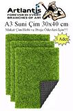 Yapay Çim A3 30x40 cm 3 Adet A3 Boyutunda Maket Çim Dekorati Yapay Çim Halı Teraryum Suni Çim
