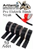 Siyah Elektrik Bandı 50 Adet Pvc İzolo Bant Elektrikçi Bandı Su Geçirmez Isıya Dayanıklı Yalıtım Bandı
