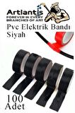 Siyah Elektrik Bandı 100 Adet Pvc İzolo Bant Elektrikçi Bandı Su Geçirmez Isıya Dayanıklı Yalıtım Bandı