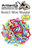 Renkli Mini Mandal Ahşap 50 Adet Renkli Minik Mandal Dekoratif Süsleme Fotoğraf Asma Mandalı Dekarasyon