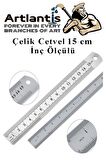 Çelik Cetvel 15 cm İnç Ölçülü 1 Adet Paslanmaz Çelik Metal Çetvel 15 Santimetre
