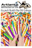 Renkli Geçmeli Dil Çubuğu Dar 100 lü 1 Paket Çentikli Tırtıklı Geçirmeli Eklemeli Renkli  Dondurma Çubuğu Kesik Uçlu Ahşap Çubuk