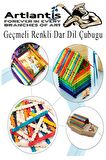 Renkli Geçmeli Dil Çubuğu Dar 150 li 1 Paket Çentikli Tırtıklı Geçirmeli Eklemeli Renkli  Dondurma Çubuğu Kesik Uçlu Ahşap Çubuk