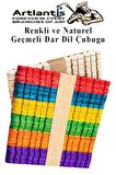 Renkli Naturel Geçmeli Dil Çubuğu Dar 100 lü 1 Paket Çentikli Tırtıklı Geçirmeli Eklemeli Dondurma Çubuğu Kesik Uçlu Ahşap Çubuk