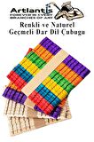 Renkli Naturel Geçmeli Dil Çubuğu Dar 200 lü 1 Paket Çentikli Tırtıklı Geçirmeli Eklemeli Dondurma Çubuğu Kesik Uçlu Ahşap Çubuk