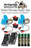 Motor Deney Seti 1 Paket Pervane Dc Motor Anahtar Pil Yatağı Pil Krokodil Kablo Okul Sınıf Deney Malzemesi