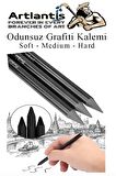 Odunsuz Grafiti Kalemi 3 lü 1 Paket Odunsuz Kömür Kalemi Füzen Kalemi Çizim Kalemi Eskiz ve Karakalem Kalemi