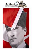 Atatürk Baskılı Türk Bayrağı 50x75 cm 1 Adet Bayraklı Atatürk Posteri Dijital Baskı Raşel Kumaş İç ve Dış Ortama Uygundur