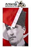 Atatürk Baskılı Türk Bayrağı 70x105 cm 1 Adet Bayraklı Atatürk Posteri Dijital Baskı Raşel Kumaş İç ve Dış Ortama Uygundur
