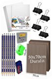 Karakalem Eskiz Çizim Seti Durolit Seti 50x70 cm 1 Paket Resim Kağıdı Faber Dereceli Kalem Seti Hamur Silgi Sınav Silgisi