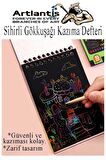 Sihirli Gökkuşağı Kazıma Defteri A4 20x30 cm 1 Paket 10 Sayfa Scratch Note Spralli Siyah Sihirli Resim Defteri