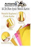 Metalik Aynalı Fon Kartonu 10 Renk 35x50 cm 1 Paket Okul Sınıf Dekoratif Pırıltılı Folyo Kağıt