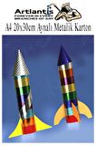 Metalik Aynalı Fon Kartonu 10 Renk 35x50 cm 1 Paket Okul Sınıf Dekoratif Pırıltılı Folyo Kağıt