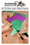 Metalik Aynalı Fon Kartonu 10 Renk 35x50 cm 1 Paket Okul Sınıf Dekoratif Pırıltılı Folyo Kağıt