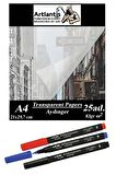 Aydınger Kağıdı A4 83 gr 25'li 1 Paket Eskiz Kağıdı Lineplus Asetat Kalemi S 0.3 Siyah Kırmızı Mavi