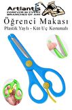Mavi Öğrenci Makası 1 Adet Plastik Yaylı Küt Uç Korumalı Okul Makası Çocuk Makası Okul Öncesi Kreş Ana Sınıfı