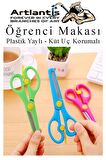Mavi Öğrenci Makası 1 Adet Plastik Yaylı Küt Uç Korumalı Okul Makası Çocuk Makası Okul Öncesi Kreş Ana Sınıfı