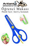Koyu Mavi Öğrenci Makası 1 Adet Plastik Yaylı Küt Uç Korumalı Okul Makası Çocuk Makası Okul Öncesi Kreş Ana Sınıfı