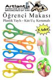 Renkli Öğrenci Makası 5 Adet Plastik Yaylı Küt Uç Korumalı Okul Makası Çocuk Makası Okul Öncesi Kreş Ana Sınıfı