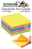 Yapışkanlı Not Kağıdı 5 Renk 400 Sayfa 1 Paket Küp Blok Yapışkanlı Postit 75x75 mm Fosforlu Renkli