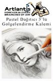 Pastel Dağıtıcı Gölgelendirme Kalemi 3 lü 1 Paket Kaynaştırma Kalemi Kara Kalem Dağıtıcı Kalem Kağıt Kalem