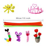 Şönil Renkli 30 Cm 50 li Metalik Şönil 50 li 1 Paket 30 Cm Renkli Tüylü Tel 100 lü 1 Paket Okul Önce Kreş Anasınıfı