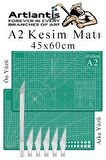 Kesim Matı A2 ve Kretuar Seti 1 Adet 45x60 cm Çift Taraflı Çizim Matı Kesme Madı Kesim Tablası Kesim Altlığı