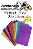 Simli Eva 35x50 cm 10 Renk 1 Paket Simli Eva Süngeri 10'lu Okul Kreş Anasınıfı Elişi Etkinlikleri