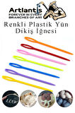 Renkli Plastik Yün İğnesi 9 cm 50 Adet Plastik Dikiş İğnesi Plastik Örgü Dikme İplik İğne Dokuma İğnesi