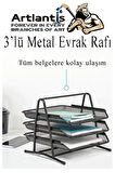 Metal Evrak Rafı 3 lü 1 Paket Masa Üstü A4 Dosya Düzenleyici Kağıt Tepsisi Fileli Üç Katlı Hareketli