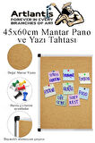 Çift Fonksiyonlu Yazı Tahtası ve Mantar Pano 45x60 cm 1 Adet Alüminyum Çerçeveli Yazı Tahta Kalemi ve Silgisi Harita Çivisi