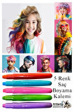 Saç Boyama Kalemi 5 Renk 1 Paket Bubu Saç Boyama Tebeşiri 5 Li Yıkanabilir Mini Tarak Hediyeli Hair Chalk Pen