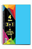3+1 Ayraçlı Defter 4 Konulu 100 Yaprak 1 Adet 3 Kareli 1 Çizgili Spralli Plastik Kapak Seperatörlü